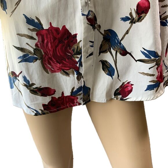 Womens White Multi Floral Print Long Sleeve Button Up Cottagecore Shirt Small - Picture 4 of 13